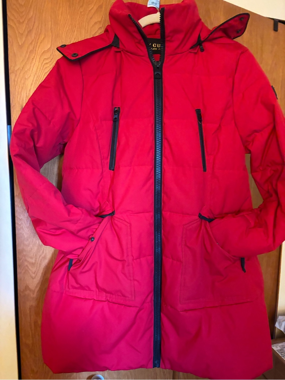 Guess Red Women's Ski Coat with Hood